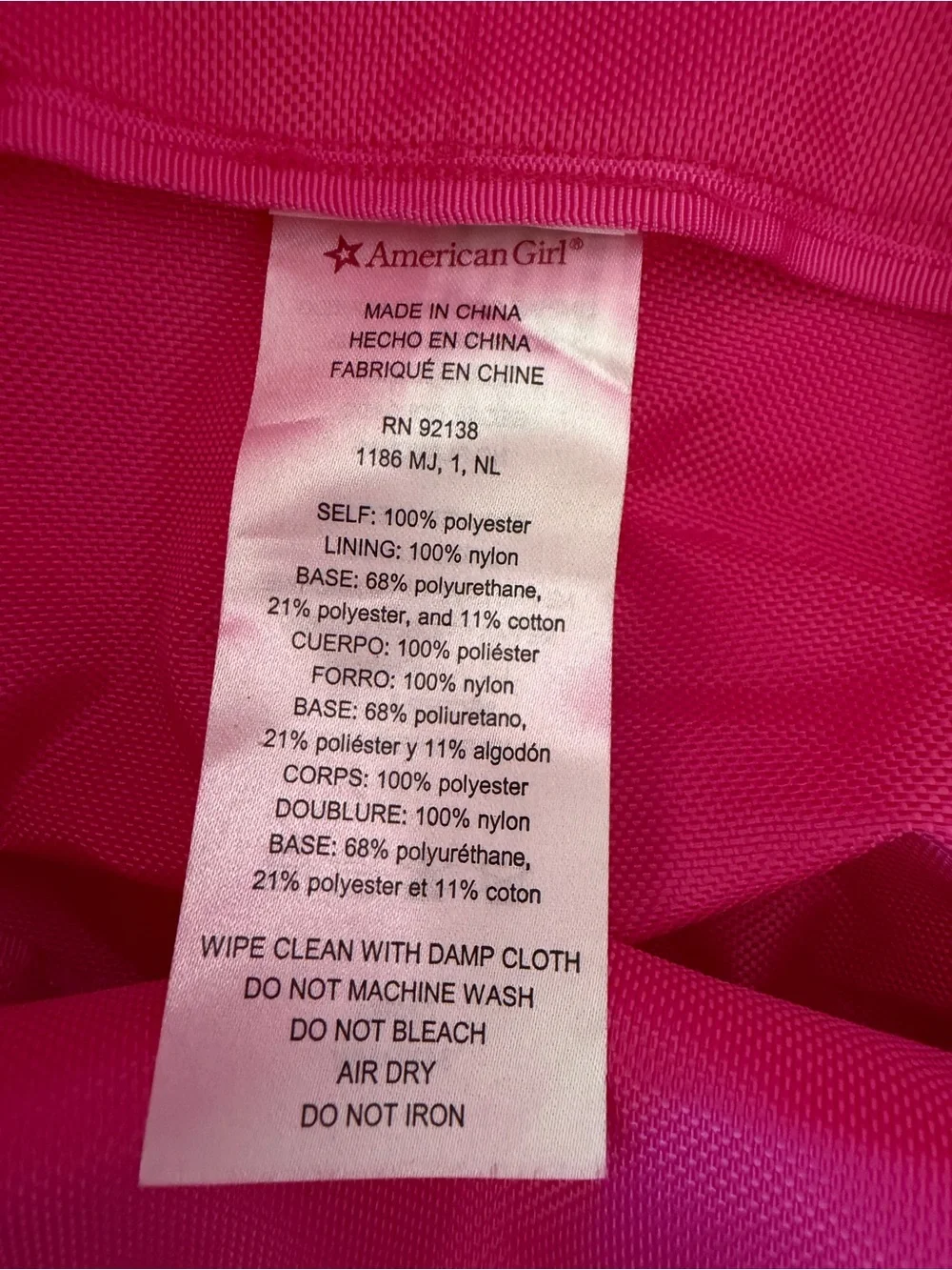 American Girl 18” Doll Pink Star Polka Dot Tote Travel Carry Bag Retired Mattel